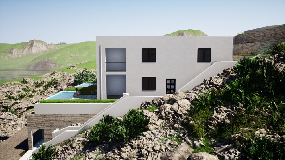 Terasa s výhľadom na more a bazén