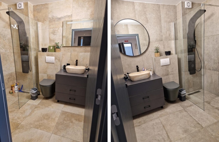 Moderná kúpeľňa so sprchovacím kútom