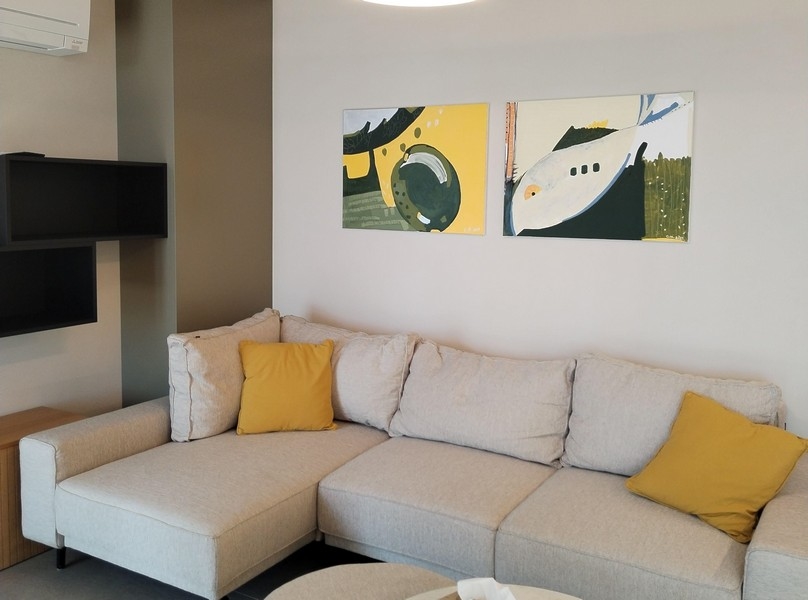 Pohľad na moderný gauč, ktorý je v kúpnej cene.