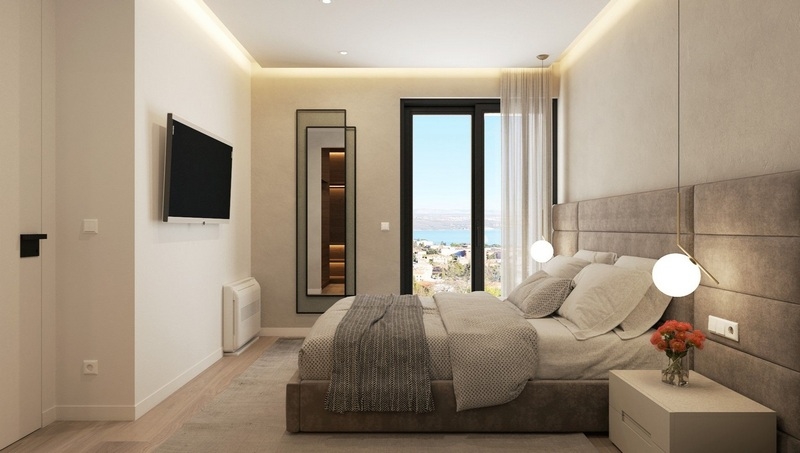 Spálňa s výhľadom na more.