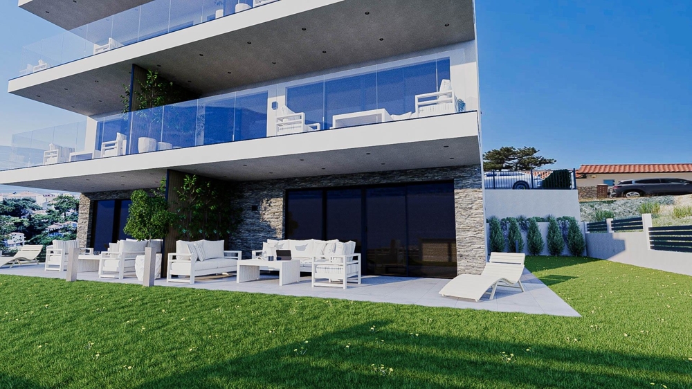 Moderný apartmán s terasou na prízemí.