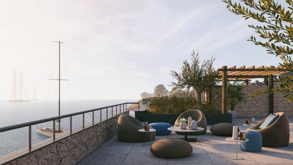 Strešný apartmán so strešnou terasou na ostrove Krk v Chorvátsku.