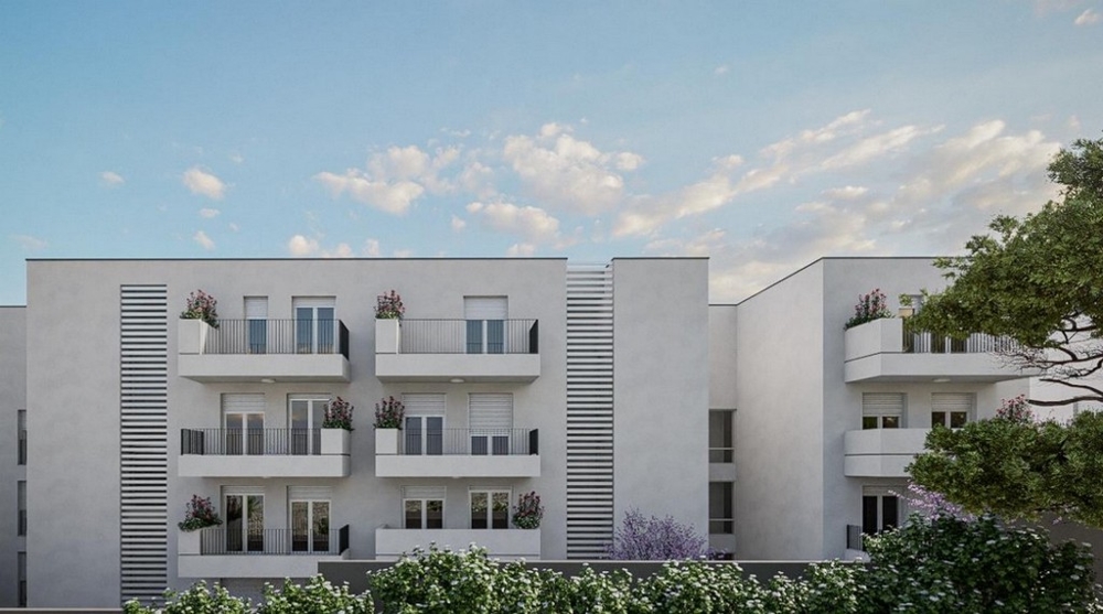 Zadná časť novostavby s balkónmi