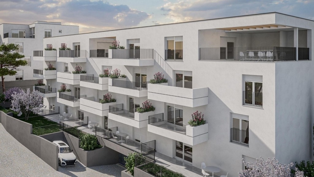 Vizualizácia obytných budov s parkovacími miestami - ostrov Čiovo, Chorvátsko.