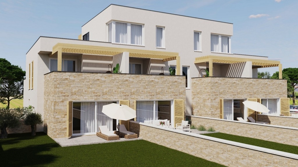 Nové apartmány so záhradou pri mori v Privlake pri Zadare, Chorvátsko.