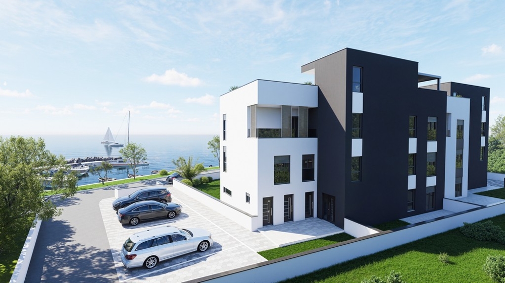 Vizualizácia zadnej časti s parkovacími miestami