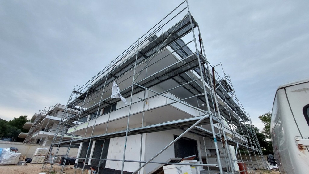 Škrupina bytu A3731 na Pagu v Chorvátsku.