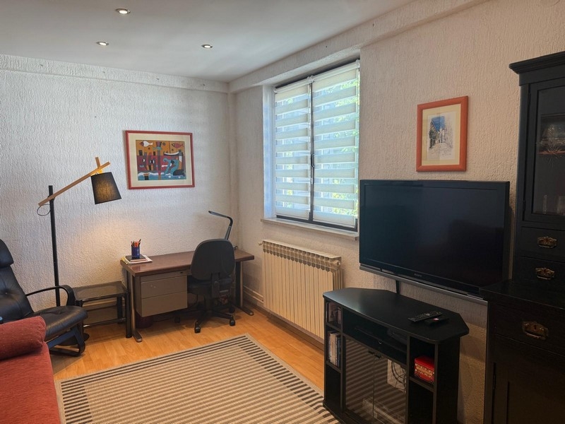 Študovňa s písacím stolom a televízorom