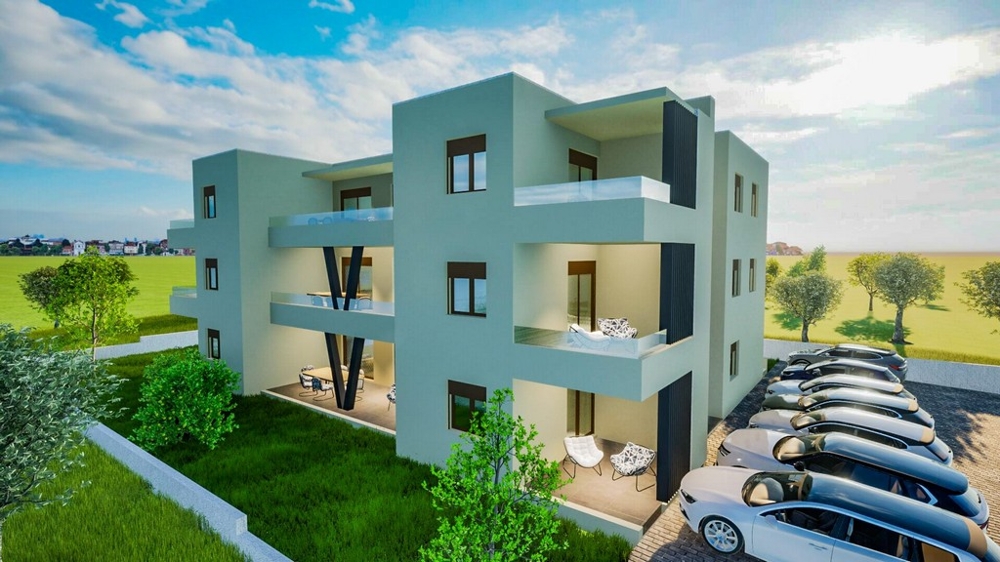 Vizualizácia moderného bytového domu s balkónmi