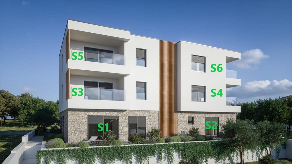 Obytný komplex s apartmánmi S1 až S6 v Dalmácii