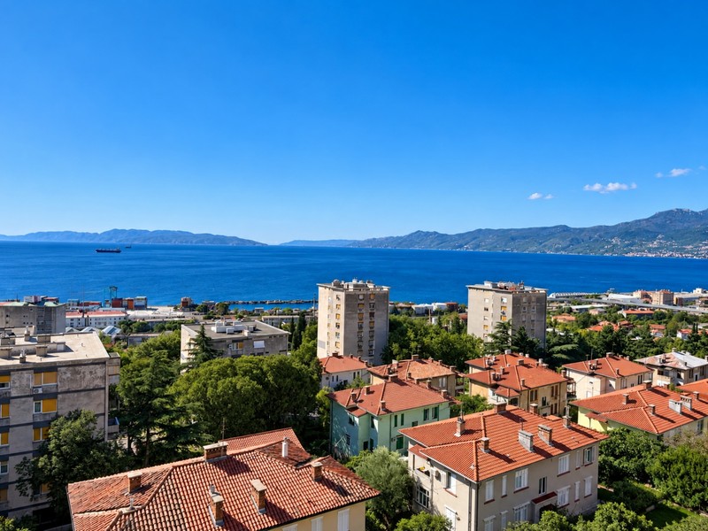 Výhľad cez Rijeku na Kvarnerský záliv