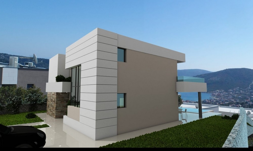 Zadná časť vily (3D rendering).