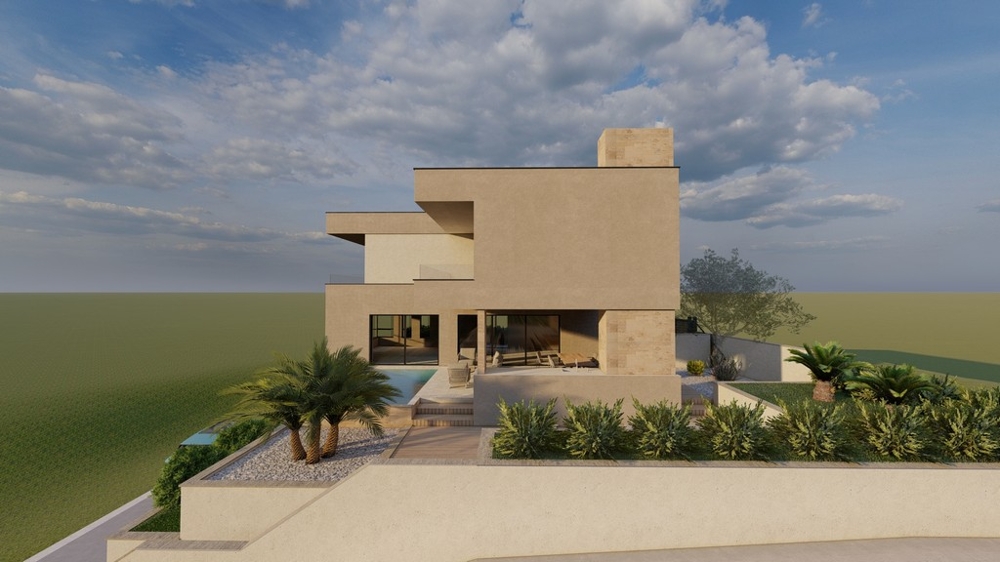 Architektonicky navrhnutá vila s terasou a bazénom