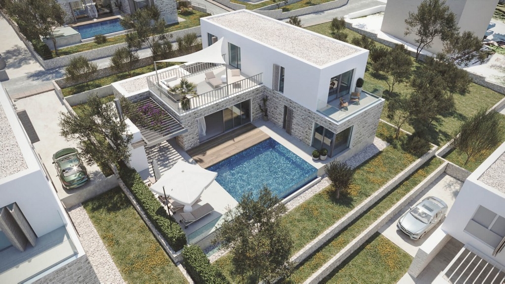 Moderné vily s bazénom na predaj v Chorvátsku - ostrov Brač, Dalmácia.