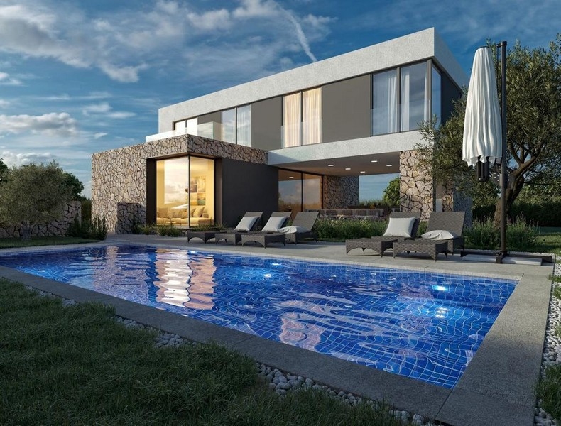 Moderná vila s bazénom a výhľadom na more