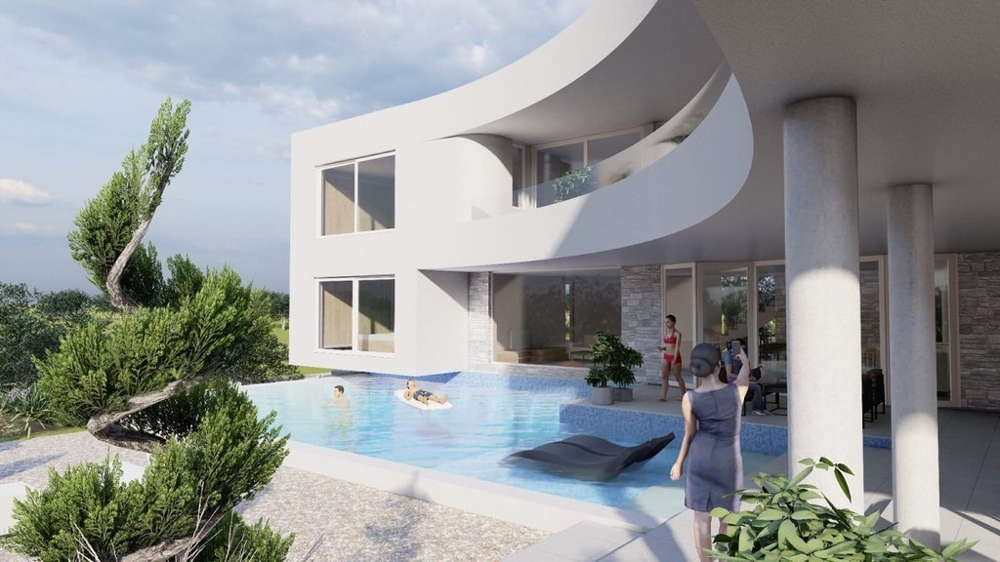 Inovatívny dizajn vily v Chorvátsku s bazénom a priamym prístupom na terasu, obklopený stredomorskou vegetáciou - Exkluzívne vily Chorvátsko.