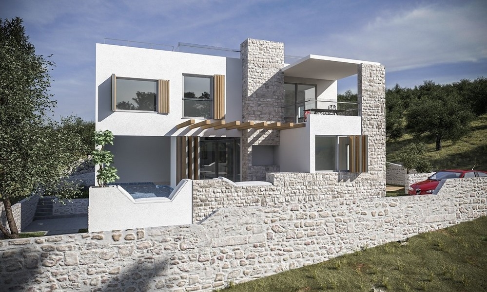 Moderný dizajn vily s bazénom a terasou na predaj v Jezera na Murteri, Chorvátsko