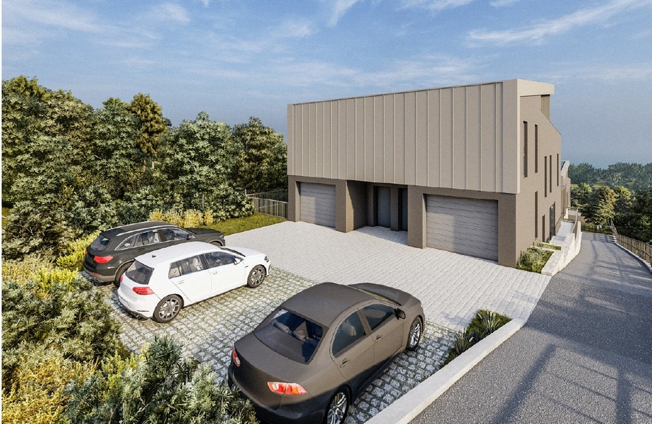 Parkovacie miesta pred vilou H3051 v Chorvátsku.