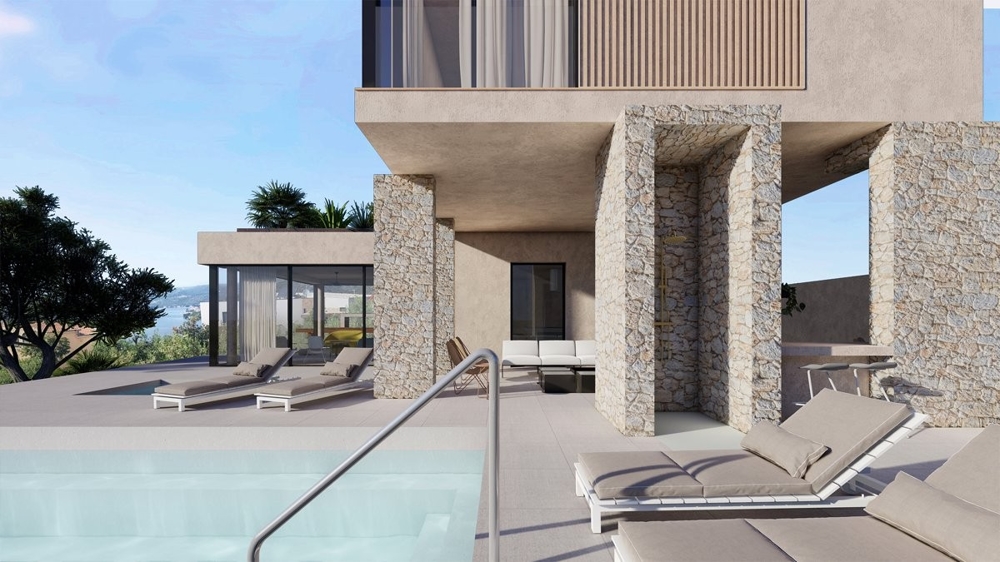 Aktuálna fáza výstavby vily H3358, ktorá sa ponúka na predaj v Chorvátsku.