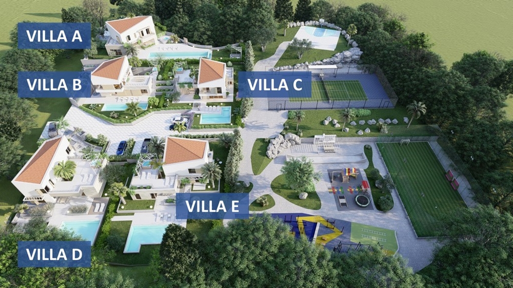 Orientačná mapa viliek A až E v areáli