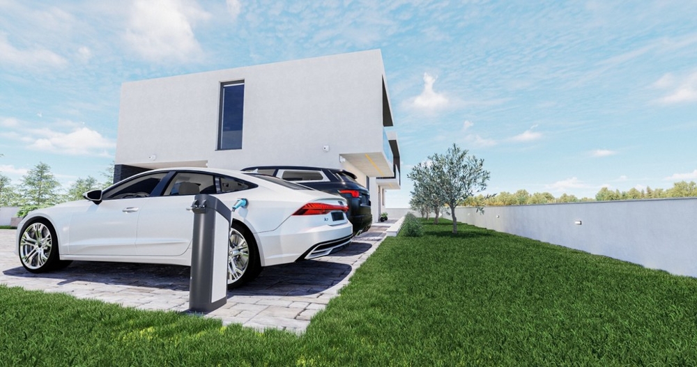 E-nabíjacia stanica pre parkovacie miesta vo vile H3489.