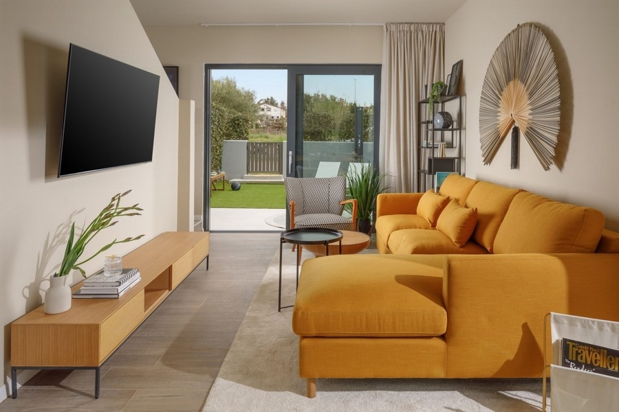 Obývacia izba nehnuteľnosti H3583 na Istrii, Chorvátsko.