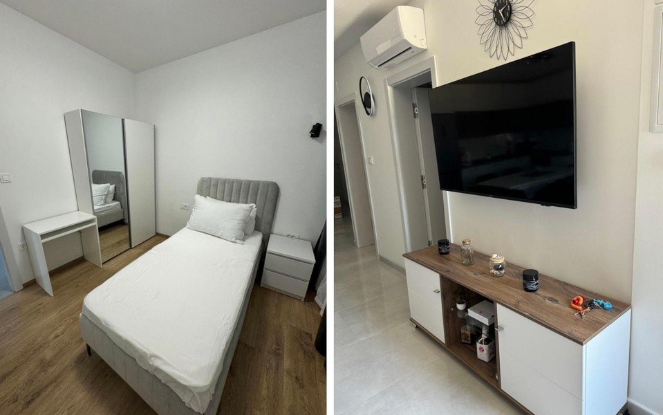 Jednolôžková izba s posteľou a šatníkovou skriňou