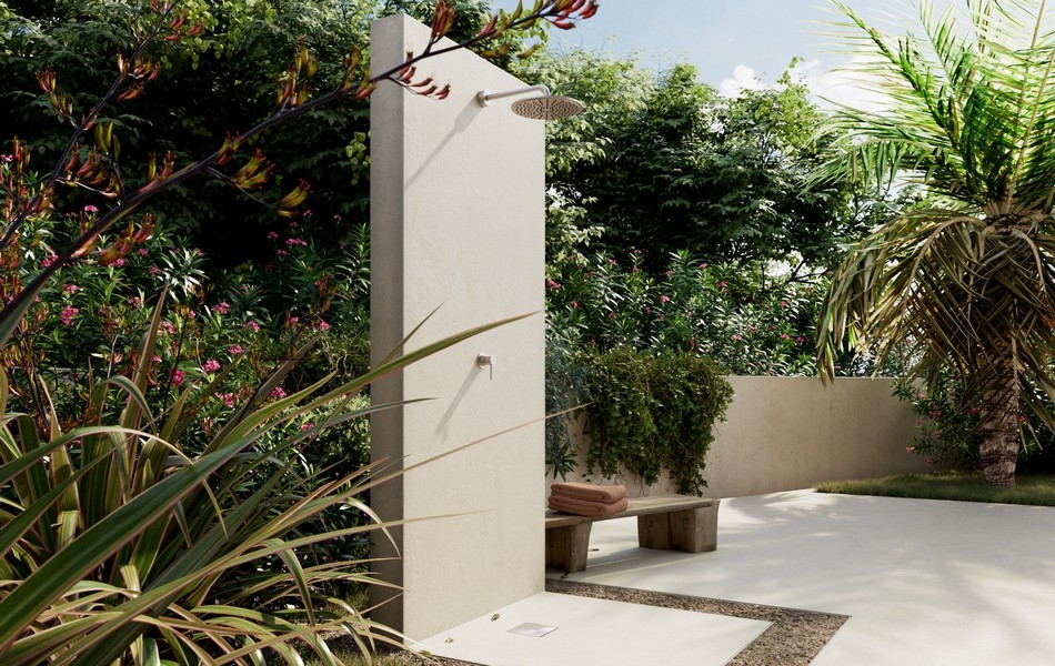 Vonkajšia sprcha v záhrade