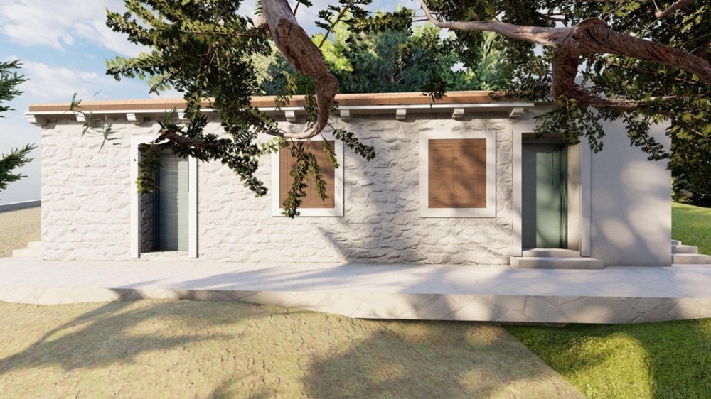 Modernizovaný kamenný dom so stredomorskou fasádou a terasou