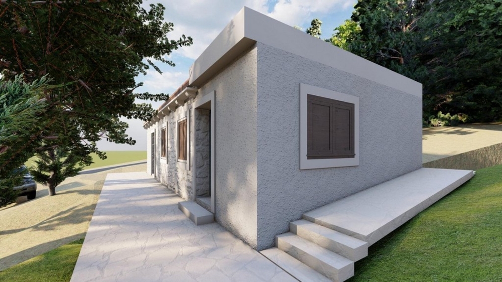 Výhľad na dom so záhradou a príjazdovou cestou v prírodnom prostredí