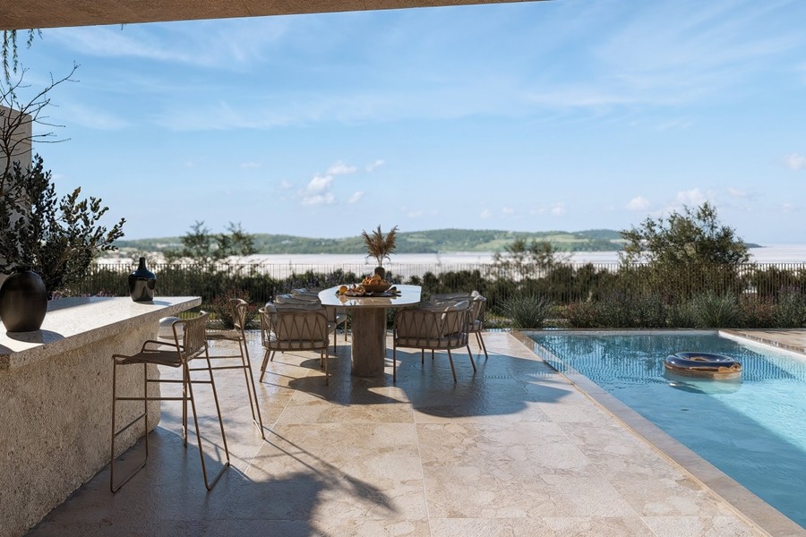Vila s bazénom a výhľadom na more na ostrove Ciovo pri Trogir